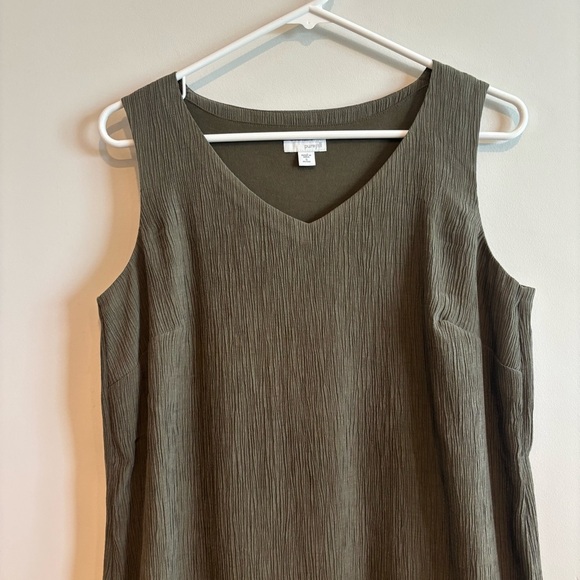 Pure Jill Olive Green Textured Sleeveless sheath Dress Small Petite Lagenlook - Picture 5 of 9